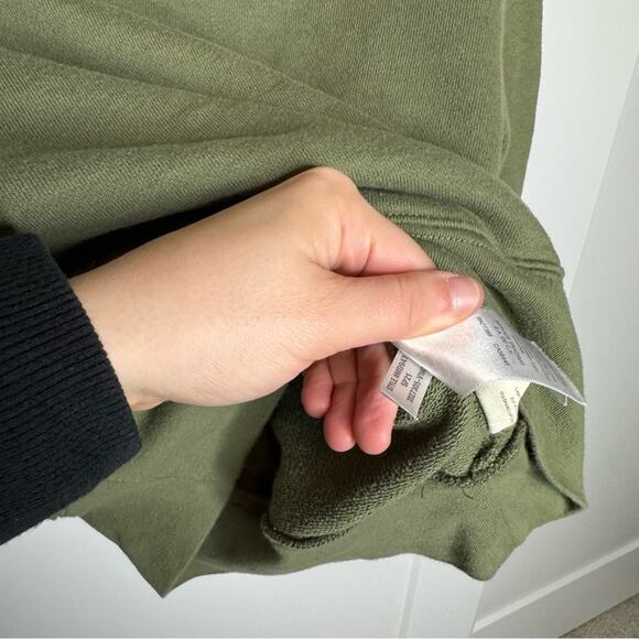 Madewell Pleat Sleeve Olive Green Pullover Sweatshirt Size Small - Picture 6 of 7